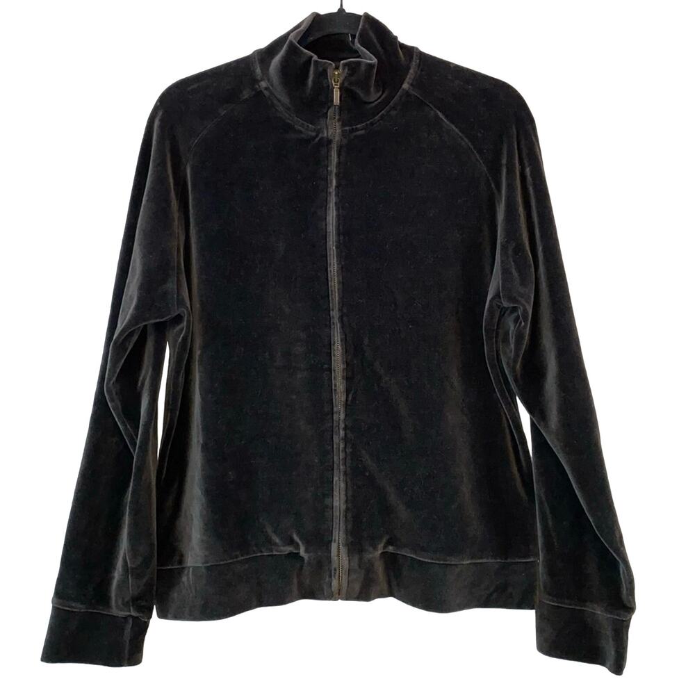 Vintage GAP Velour Zip Jacket Brown XL Stretch Y2K Track Style